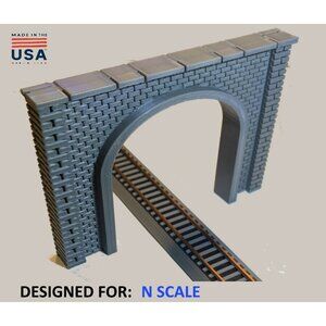N Scale Brick Single Train Tunnel Portal - N  Model Railroad Scenery